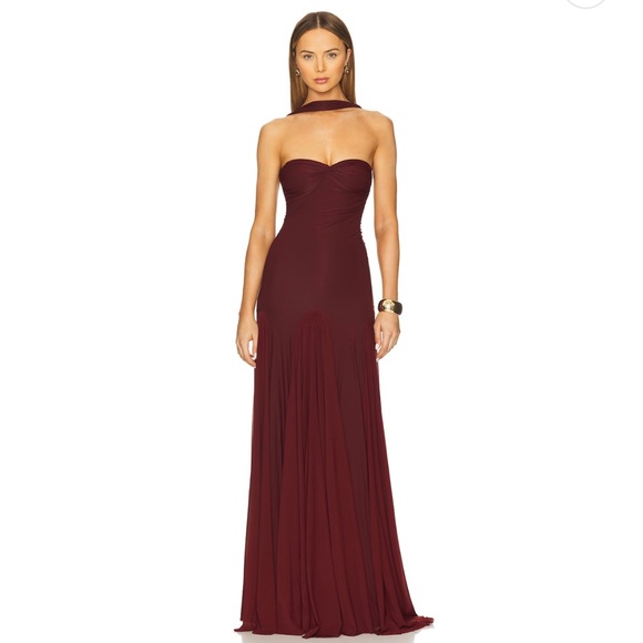 Deme by Gabriella Berta gown in Elegant Burgundy Strapless Evening Gown - Picture 1 of 3